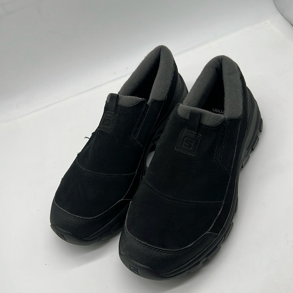 Salomon Women Size 10 Black Suede Contagrip Winter Slip On Shoes